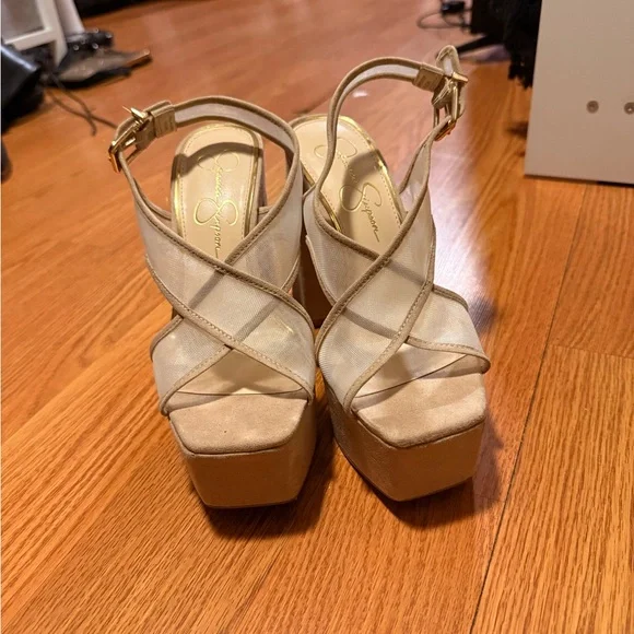 Jessica Simpson Beige Platform Heels - Picture 2 of 2